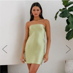 Hello Molly Strapless Light Green Dress